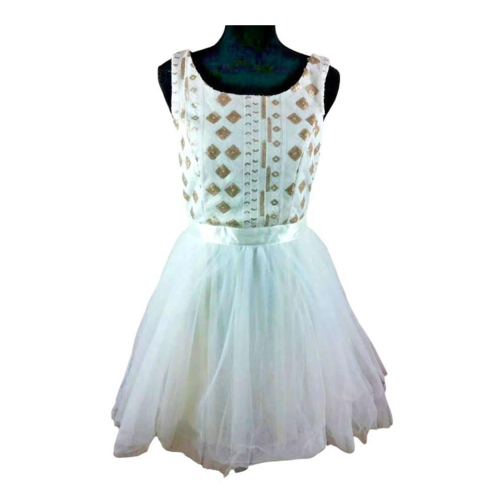 Trixxi White Girls Formal Party Cocktail Dress Youth Size 7 Princess Fairycore